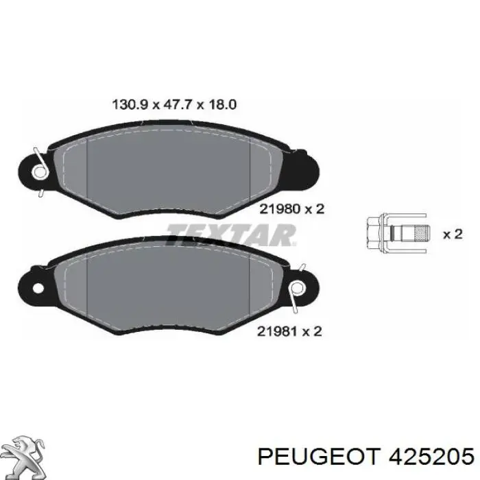 425205 Peugeot/Citroen Колодки передние