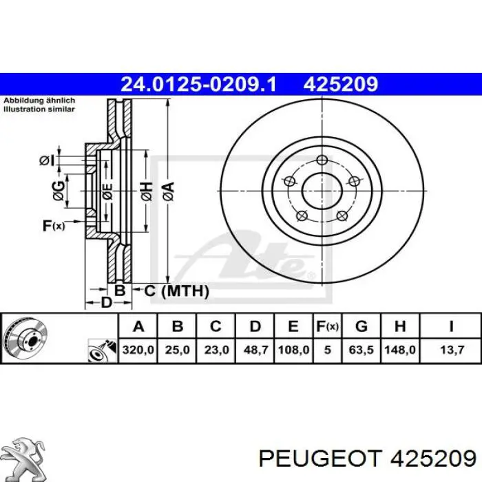 425209 Peugeot/Citroen колодки тормозные передние дисковые