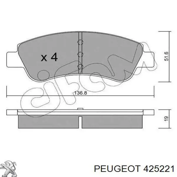 Передние тормозные колодки 425221 Peugeot/Citroen