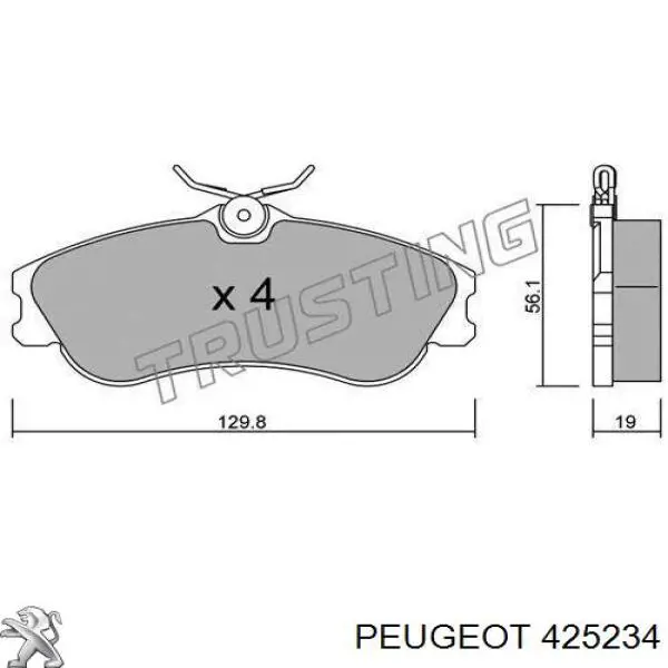 Передние тормозные колодки 425234 Peugeot/Citroen