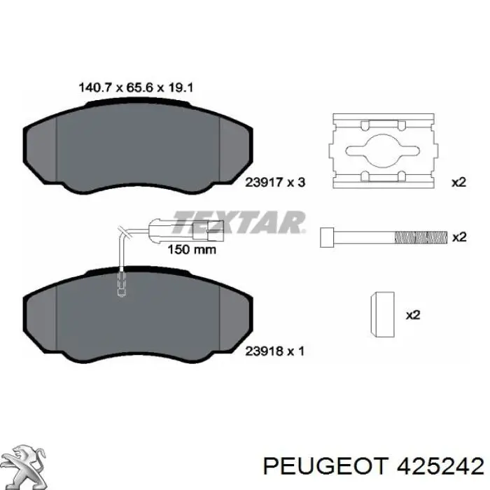 Передние тормозные колодки 425242 Peugeot/Citroen