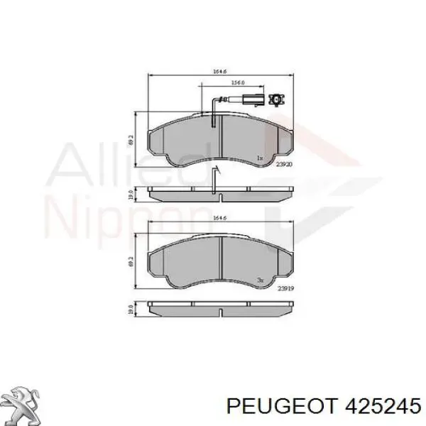 425245 Peugeot/Citroen колодки тормозные передние дисковые