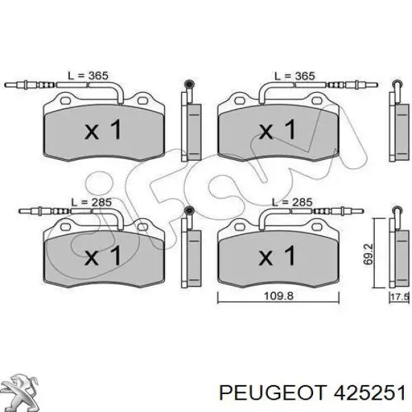 Колодки Peugeot/Citroen 425251 цена, от 34.44 USD