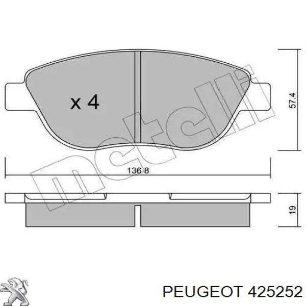 425252 Peugeot/Citroen колодки тормозные передние дисковые