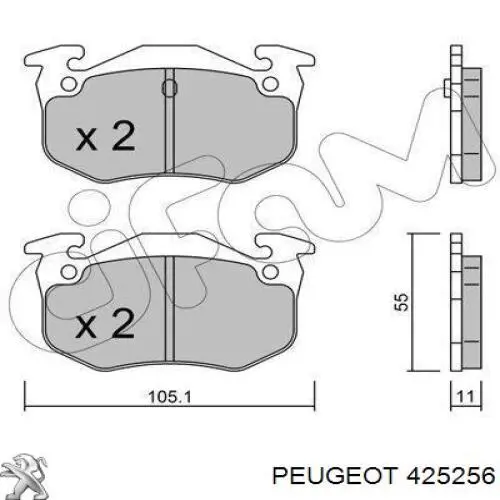 425256 Peugeot/Citroen колодки тормозные задние дисковые