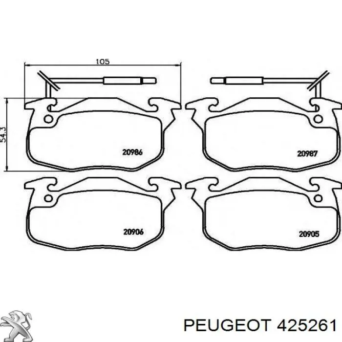 425261 Peugeot/Citroen колодки тормозные передние дисковые