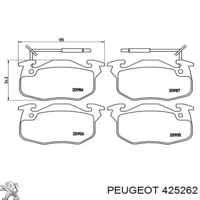 425262 Peugeot/Citroen колодки тормозные передние дисковые