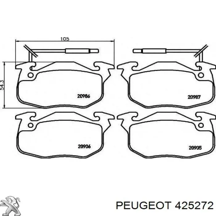 Передние тормозные колодки 425272 Peugeot/Citroen