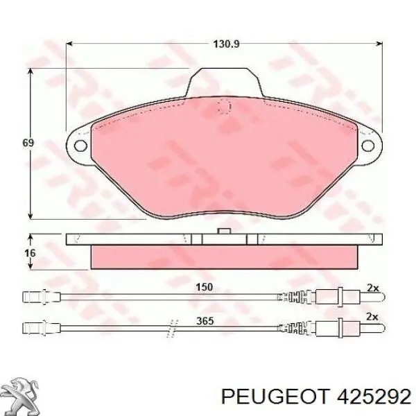 Передние тормозные колодки 425292 Peugeot/Citroen