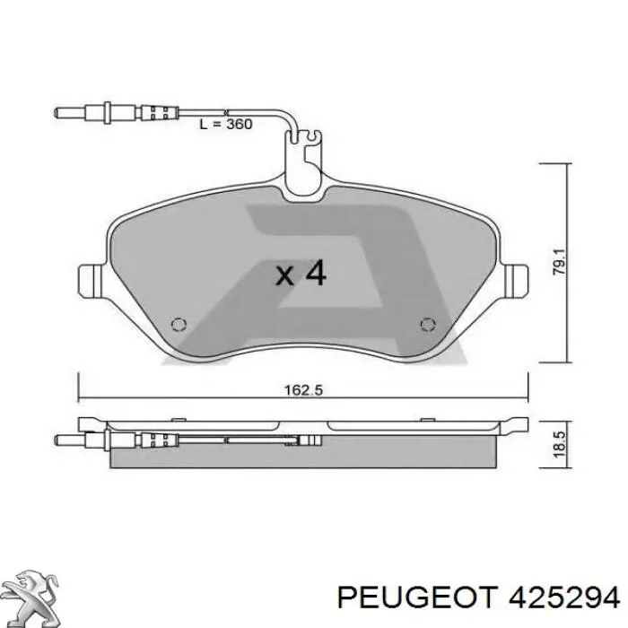 Передние тормозные колодки 425294 Peugeot/Citroen