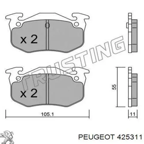 425311 Peugeot/Citroen колодки тормозные задние дисковые