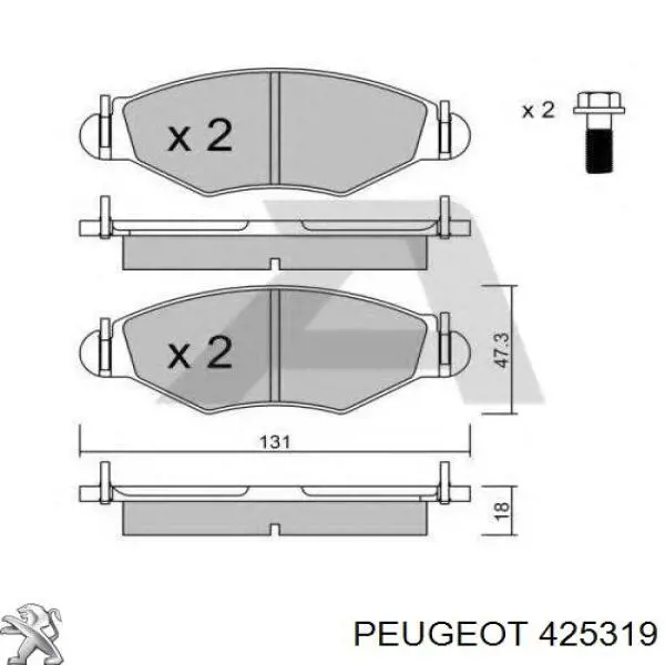 425319 Peugeot/Citroen колодки тормозные передние дисковые