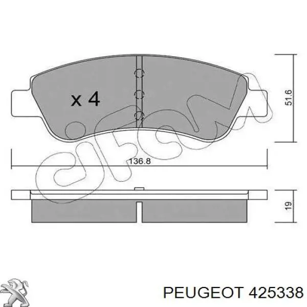 425338 Peugeot/Citroen колодки тормозные передние дисковые