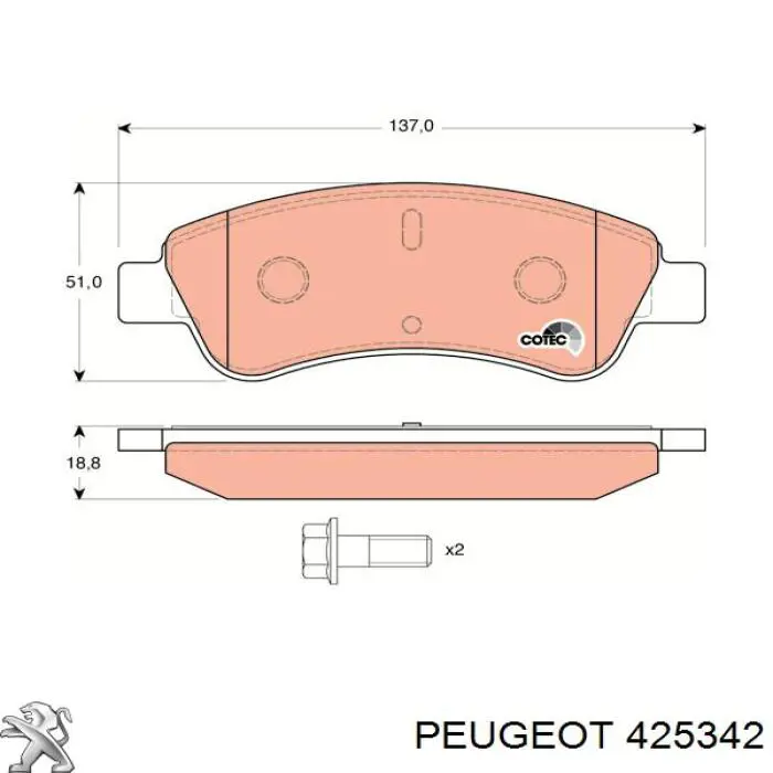 Pastillas de freno delanteras 425342 Peugeot/Citroen
