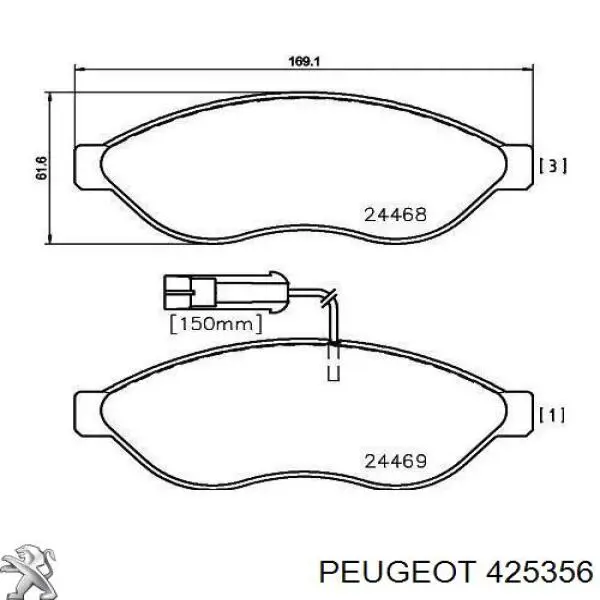 Передние тормозные колодки 425356 Peugeot/Citroen