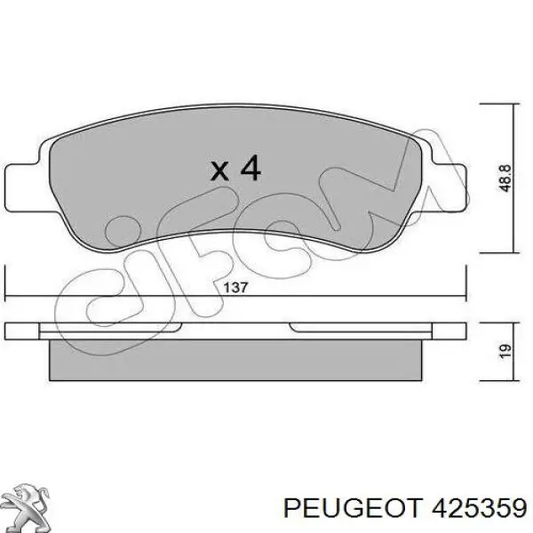 Купить 425359 Peugeot/Citroen Колодки тормозные задние, дисковые