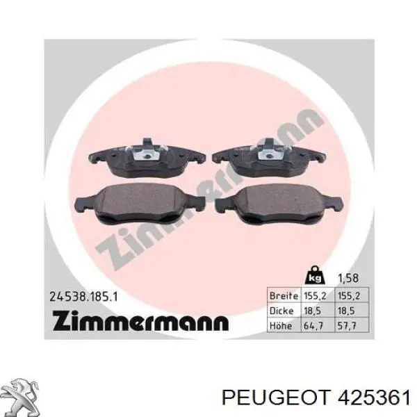 Колодки Peugeot/Citroen 425361 цена, от 16.53 USD