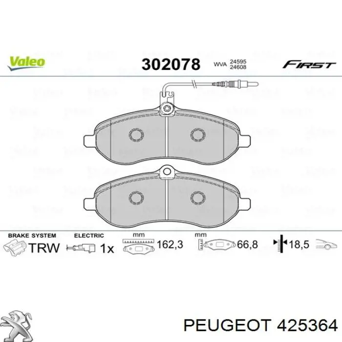 Колодки Peugeot/Citroen 425364 цена, от 21.37 USD