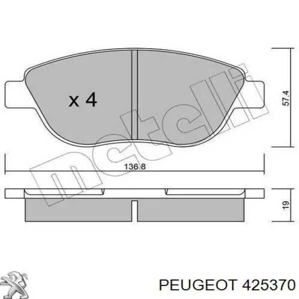 Передние тормозные колодки 425370 Peugeot/Citroen