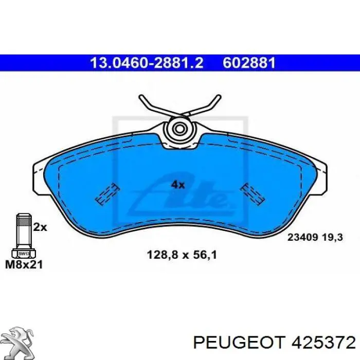 Колодки Peugeot/Citroen 425372 цена, от 21.14 USD