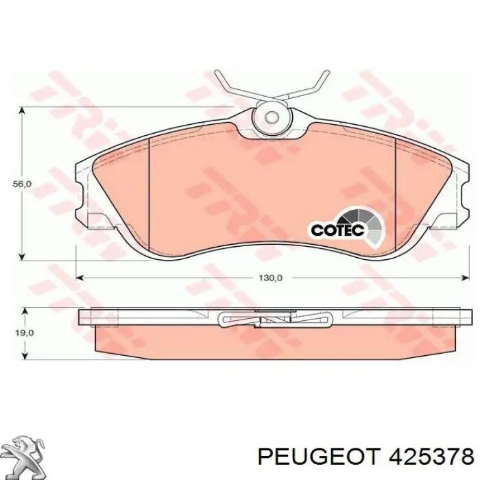 Тормозные колодки Peugeot/Citroen 425378