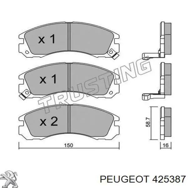 425387 Peugeot/Citroen колодки тормозные передние дисковые