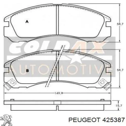 Колодки Peugeot/Citroen 425387 цена, от 27.06 USD