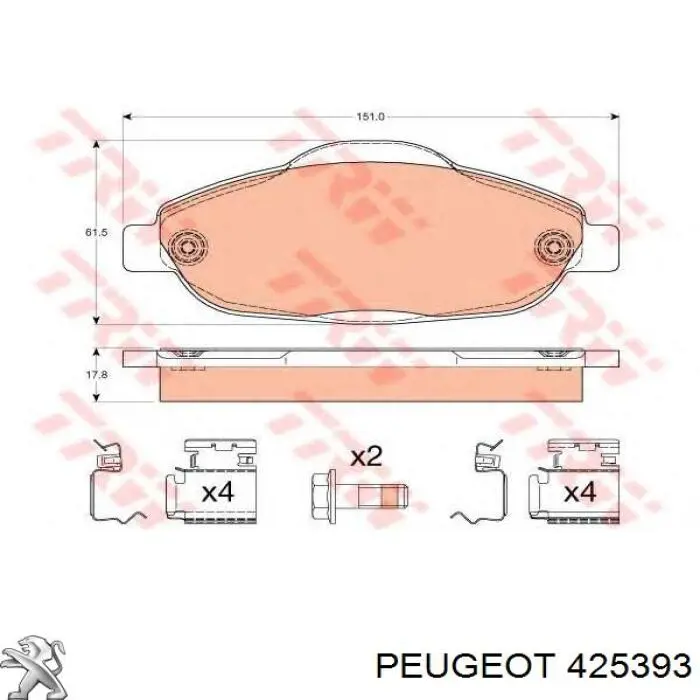 Колодки Peugeot/Citroen 425393 цена, от 25.59 USD