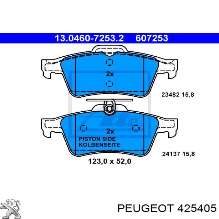 Pastillas de freno traseras 425405 Peugeot/Citroen
