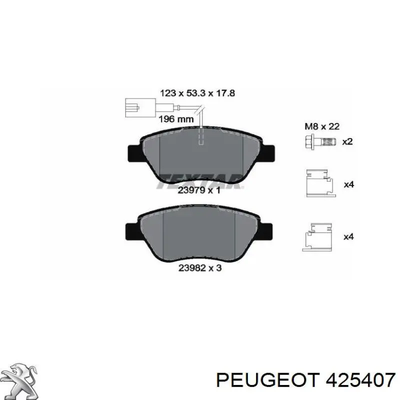 Колодки Peugeot/Citroen 425407 цена, от 30.22 USD