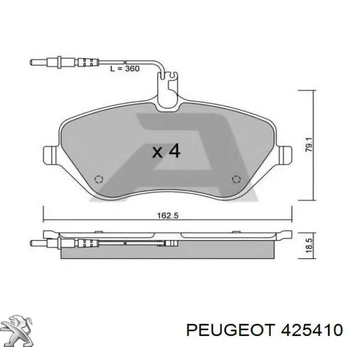 Передние тормозные колодки 425410 Peugeot/Citroen