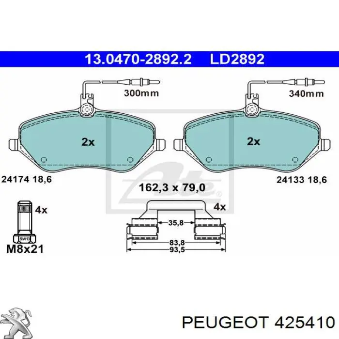 Колодки Peugeot/Citroen 425410 цена, от 42.62 USD