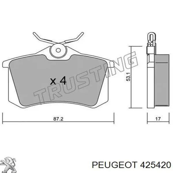 Колодки дисковые  Peugeot/Citroen 425420 цена, от 30.93 USD