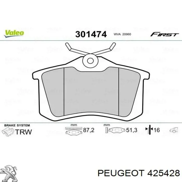 Колодки дисковые  Peugeot/Citroen 425428 цена, от 17.45 USD
