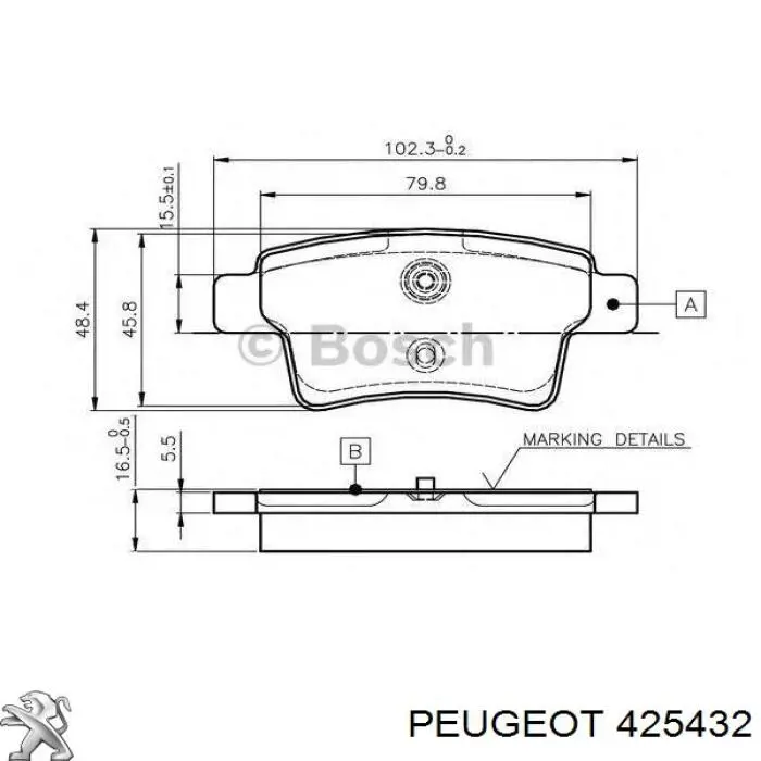 425432 Peugeot/Citroen Колодки тормозные дисковые комплект