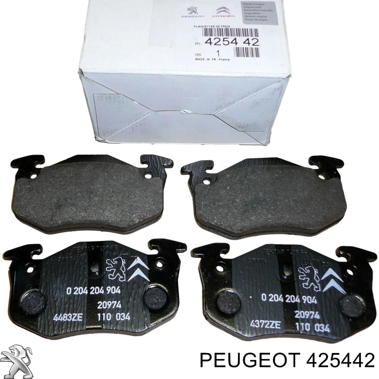 425442 Peugeot/Citroen колодки тормозные задние дисковые
