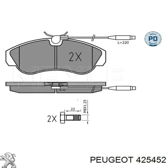 425452 Peugeot/Citroen колодки тормозные передние дисковые