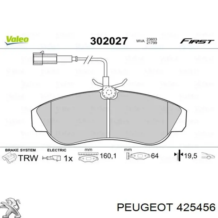 Колодки Peugeot/Citroen 425456 цена, от 47.95 USD
