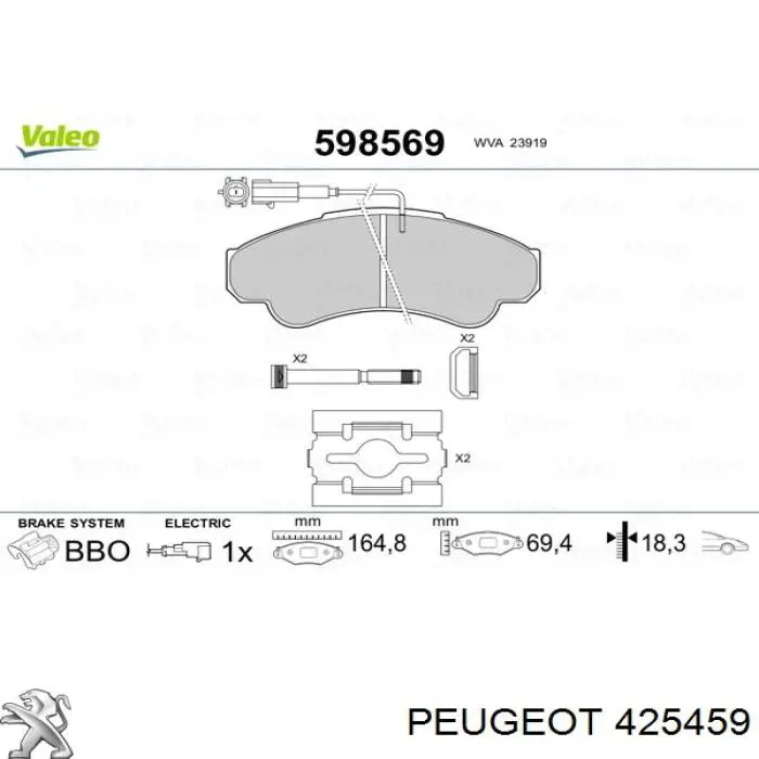 Pastillas de freno delanteras 425459 Peugeot/Citroen
