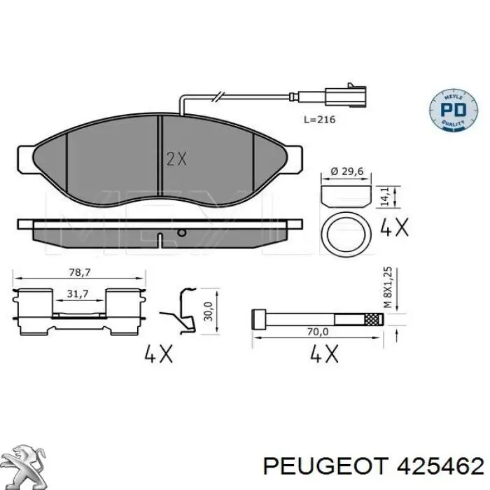 Тормозные колодки Peugeot/Citroen 425462