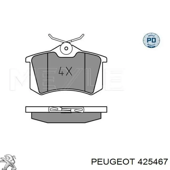 Купить 425467 Peugeot/Citroen Колодки тормозные задние, дисковые
