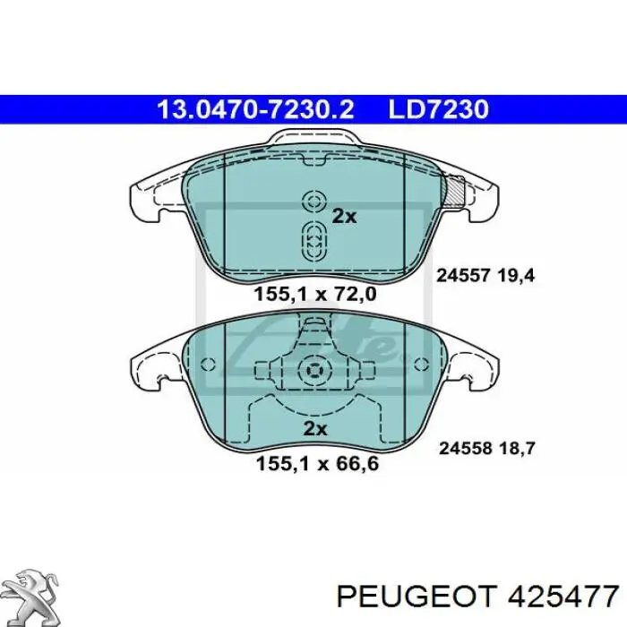 Колодки Peugeot/Citroen 425477 цена, от 36.53 USD