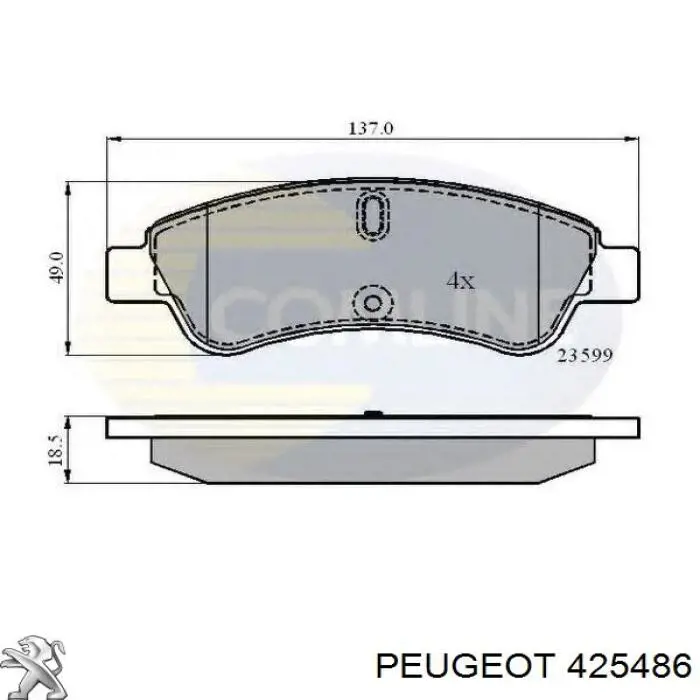 Передние тормозные колодки 425486 Peugeot/Citroen
