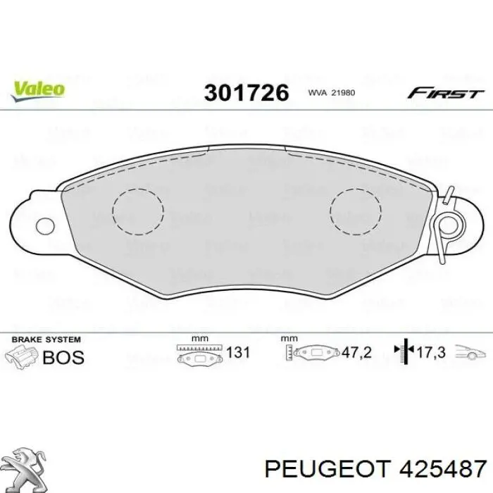 Тормозные колодки Peugeot/Citroen 425487
