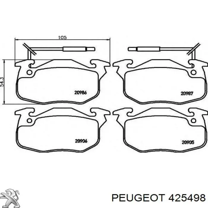 Pastillas de freno delanteras 425498 Peugeot/Citroen