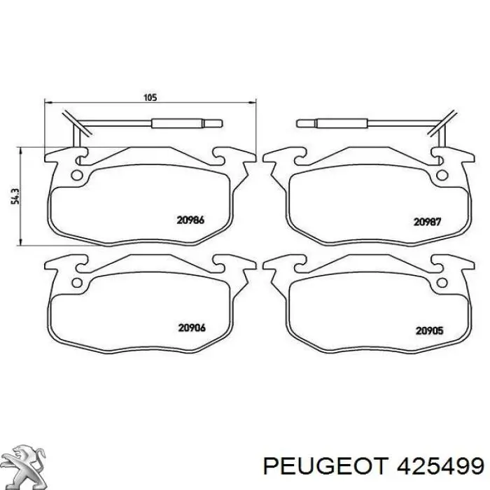 425499 Peugeot/Citroen колодки тормозные передние дисковые