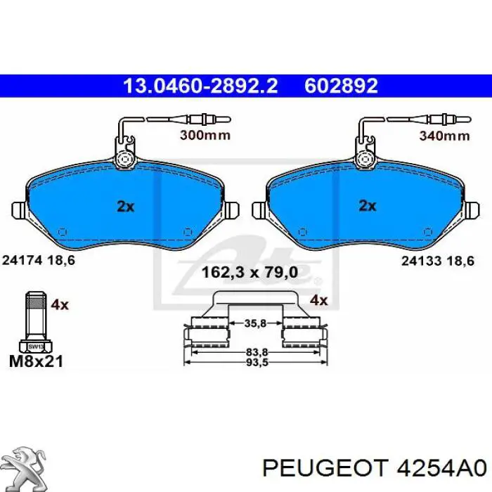 Колодки Peugeot/Citroen 4254A0 цена, от 47.53 USD