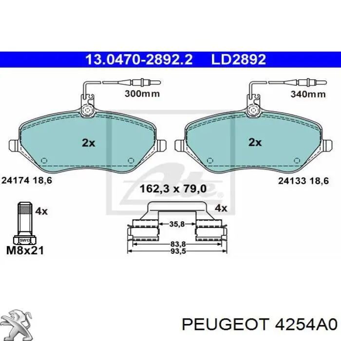 Купить 4254A0 Peugeot/Citroen Колодки тормозные