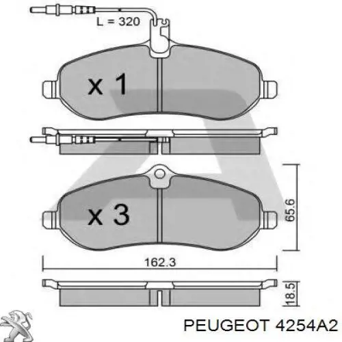 4254A2 Peugeot/Citroen колодки тормозные передние дисковые