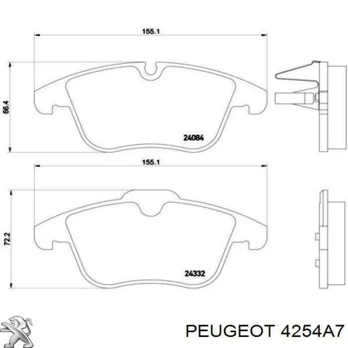 Тормозные колодки Peugeot/Citroen 4254A7